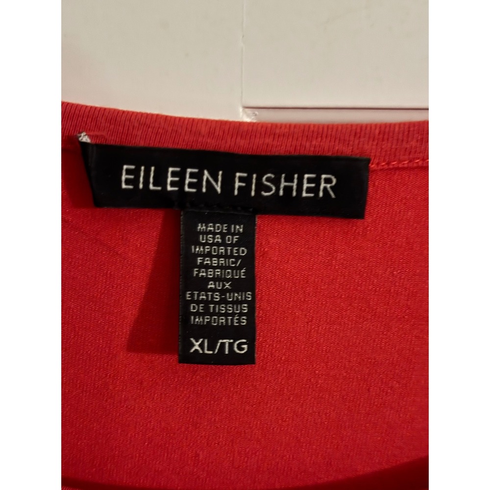 Eileen Fisher Red Viscose Jersey Asymmetrical Hem Long Sleeve Tunic Top XL - Picture 2 of 6